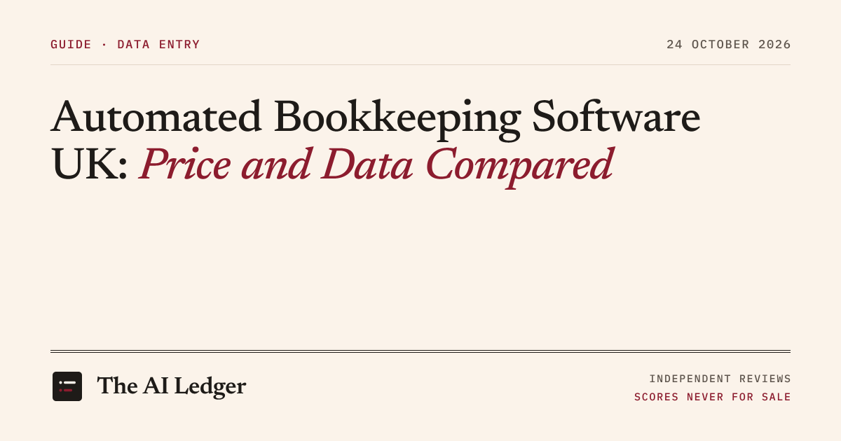 Cover image for The AI Ledger article: Automated Bookkeeping Software UK: Price and Data Compared