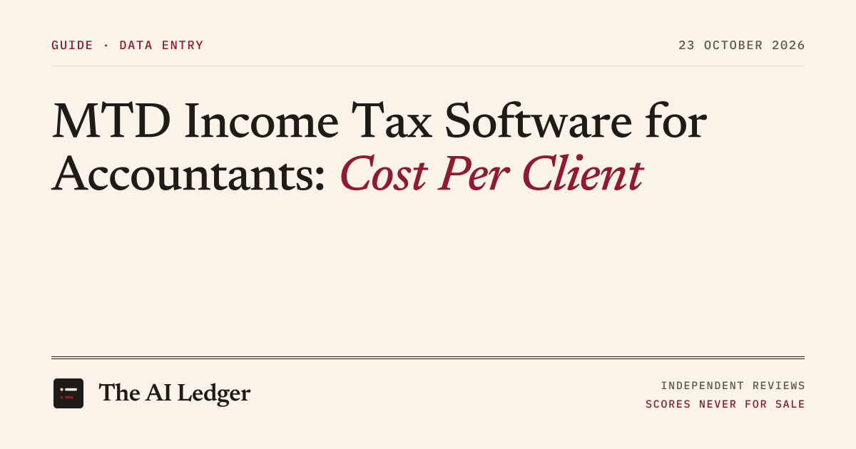 Cover image for The AI Ledger article: MTD Income Tax Software for Accountants: Cost Per Client